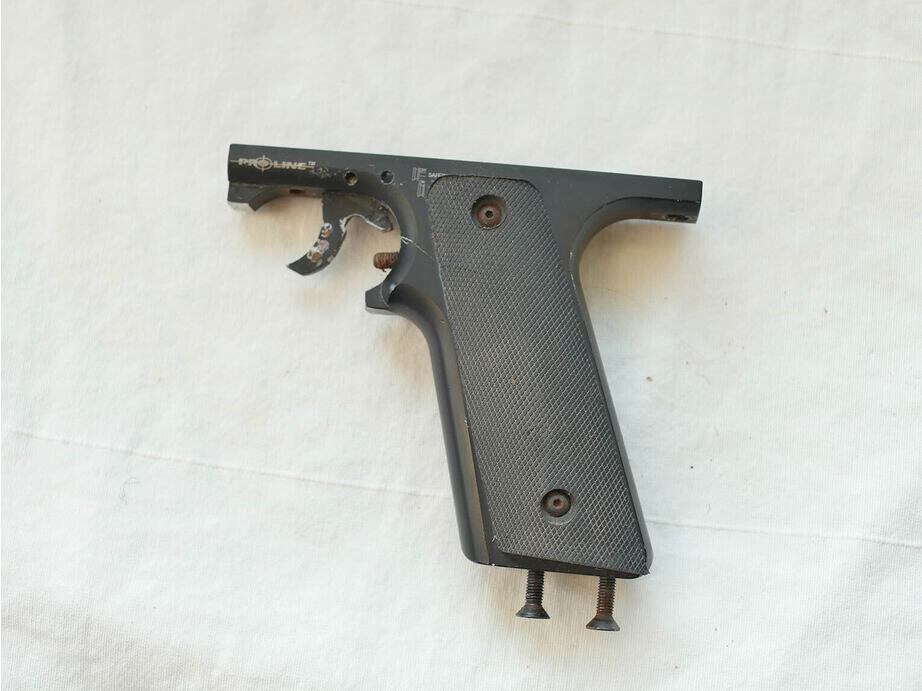 Horrible shape AGD Automag grip frame with cut guard. Threads are good
