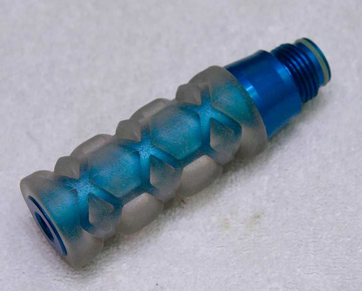 Bright blue AGD bike grip, clear plastic, new