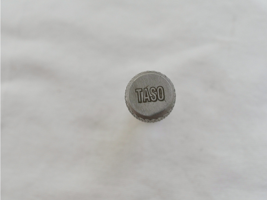 Used shape small size Taso Rock adjustment screw, stainless, used shape