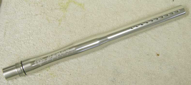 WGP cocker thread demon barrel, silver, 12 inch, .689-.690 bore, good shape but wear from use and ding on tip
