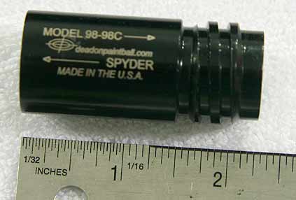 Model 98 breech to spyder threaded barrel adapter, dead on paintball, looks new