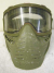 Scott mask in green with camo strap, bad shape, george on front cut in