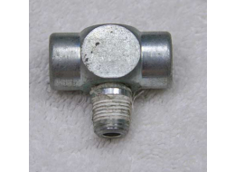 Large bulky 1/8th npt T fitting, female x2 and male x1, steel, used
