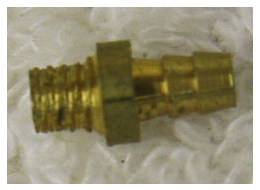 Stock WGP 3 way barb, 6-40 threads brass