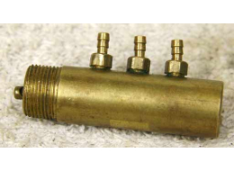 brass wgp 3 way, decent shape, tarnished, front barb looks slightly bent?