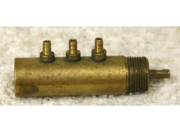 brass wgp 3 way, used shape, light wrench marks on body, front barb looks slightly bent?