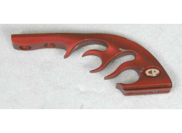 cp matte red flame drop, used shape, withding on side