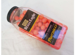 Mid 90s Brass Eagle Paintballs in Bright Neon Red/Orange, slimy
