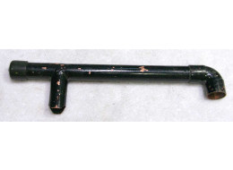 Brass feed 90 feed, homemade but looks okay. Met to test front on barrel, copper