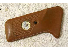 left side early sheridan brown logo pg grip, bad shape cracked
