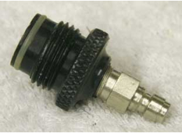 good shape male asa to female 1/8th npt, round knurled top, with male qd fitting