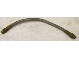 8.75” steel braided hose, used shape, brass ends