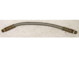 9.5” steel braided hose, used shape, thick ends have rust on them/in them