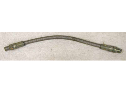 9.75 to 10 inch steel braided hose, used shape and very dirty.