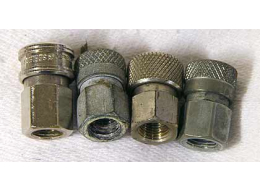 used bad shape plated brass or stainless female quick disconnect fitting.  1/8th inch npt, one included