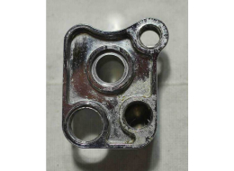 Used shape pre 2k Shocktech autococker front block, chrome, with flaking