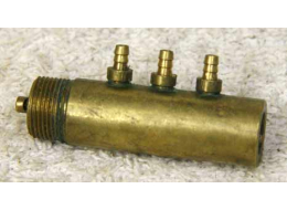 WGP Autococker stock brass 3 way used and tarnished, round barb
