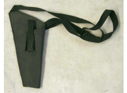 heavy duty black plastic material holster, doesn't fit any of my test pistols, used shape