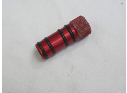 Red aluminum knurled barrel plug, used