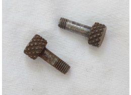 Commando used shape steel pump arm screws, 10x32 thread, with rust, wide knurling 1x