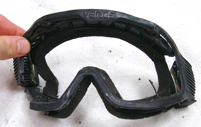 Junk Vents broken goggle frame. Good for foam?