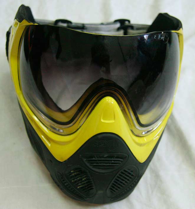 Sly Profit mask in highliter yellow and grey (dark grey plastic). Great shape
