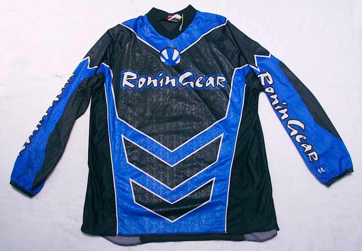 Used Ronin gear blue black jersey, XL, shows light use but decent shape