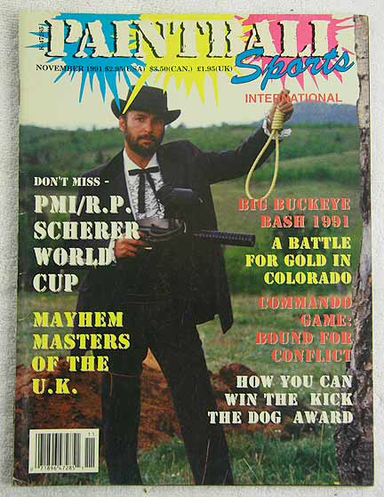 Paintball Sport Magazine, November '91 in fair-good shape, light wear on corners and spine and ding on bottom of spine.
