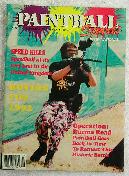 Paintball Sport Magazine, November '92 in bad-poor shape, good looking exterior but rip inside on 3 pages. See pictures.
