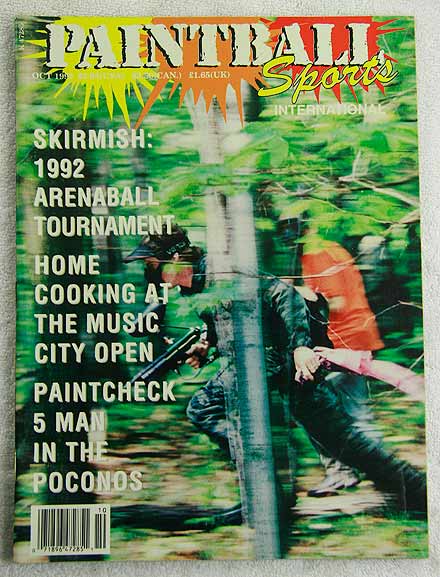 Paintball Sport Magazine, October '92 in fair-good shape. Light crease on bottom right of cover. Print Error? And some writing and highlighting in back (very light).