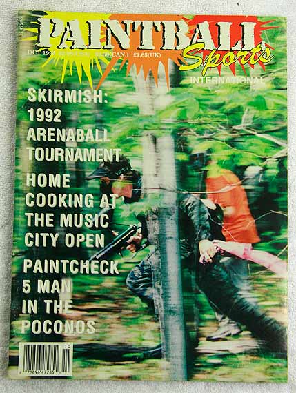 Paintball Sport Magazine, October '92 in good shape. Light dog eared corners, and slightly worn on front and back cover from wear.