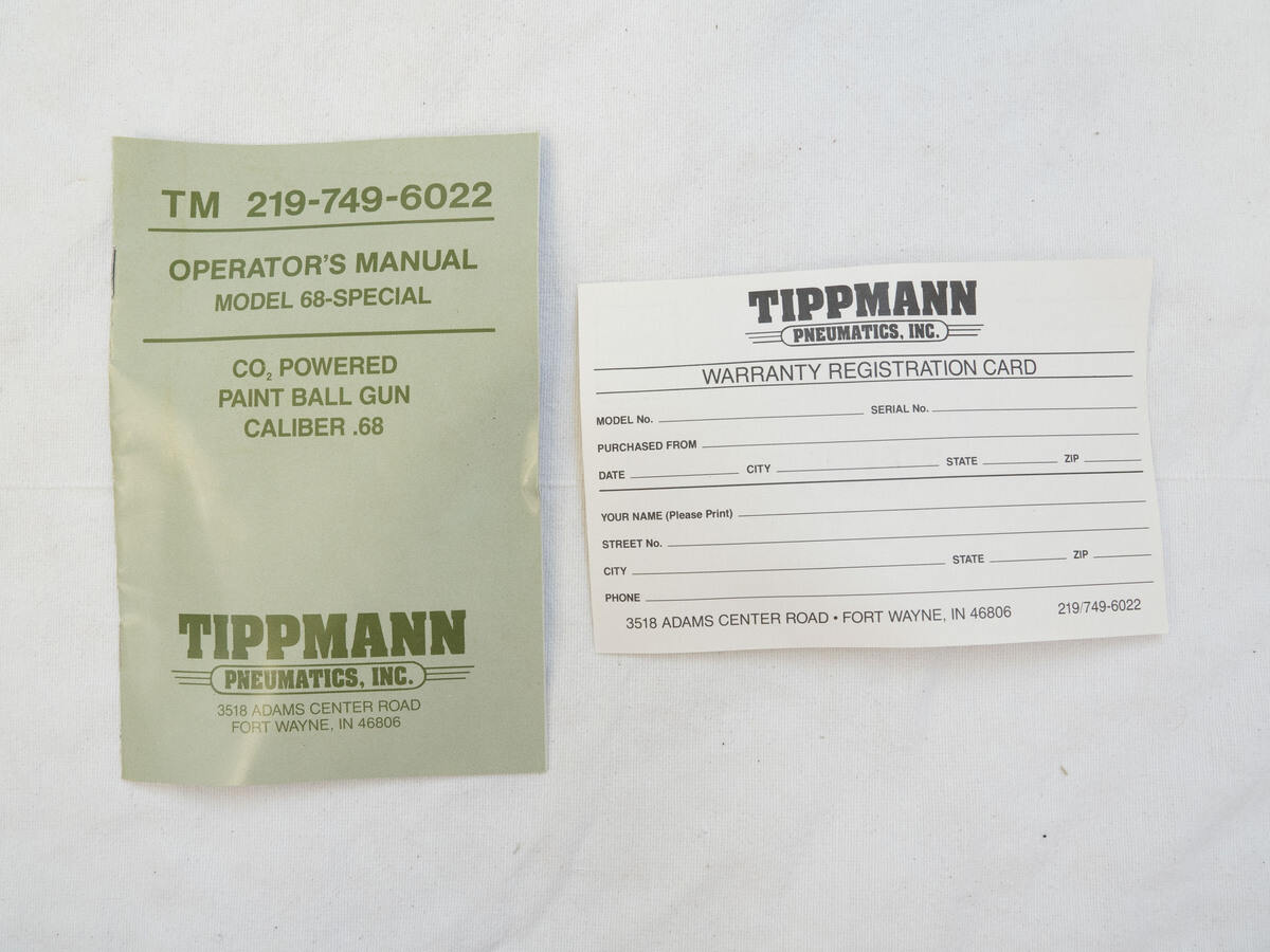 Tippmann 68 Special Manual, used good shape