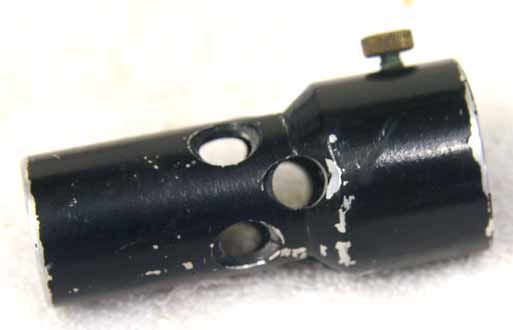 aluminum muzzle break, used shape, id=.99-1.01, has thumb screw, peeling auto paint