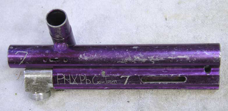 Spyder body in purple, bad shape, exrental with lots of engraving sold as is